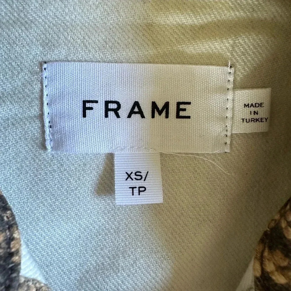 FRAME Jean Jacket Animal Print Coated Python Denim Jacket, Size XS - Picture 9 of 11